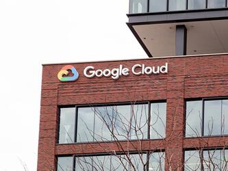 office building with Google Cloud logo on it